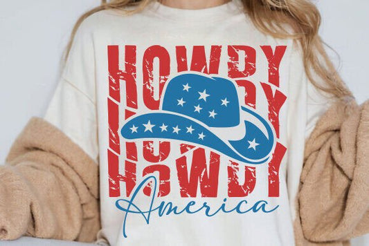 4th of July Howdy America DTF Transfer Design CF