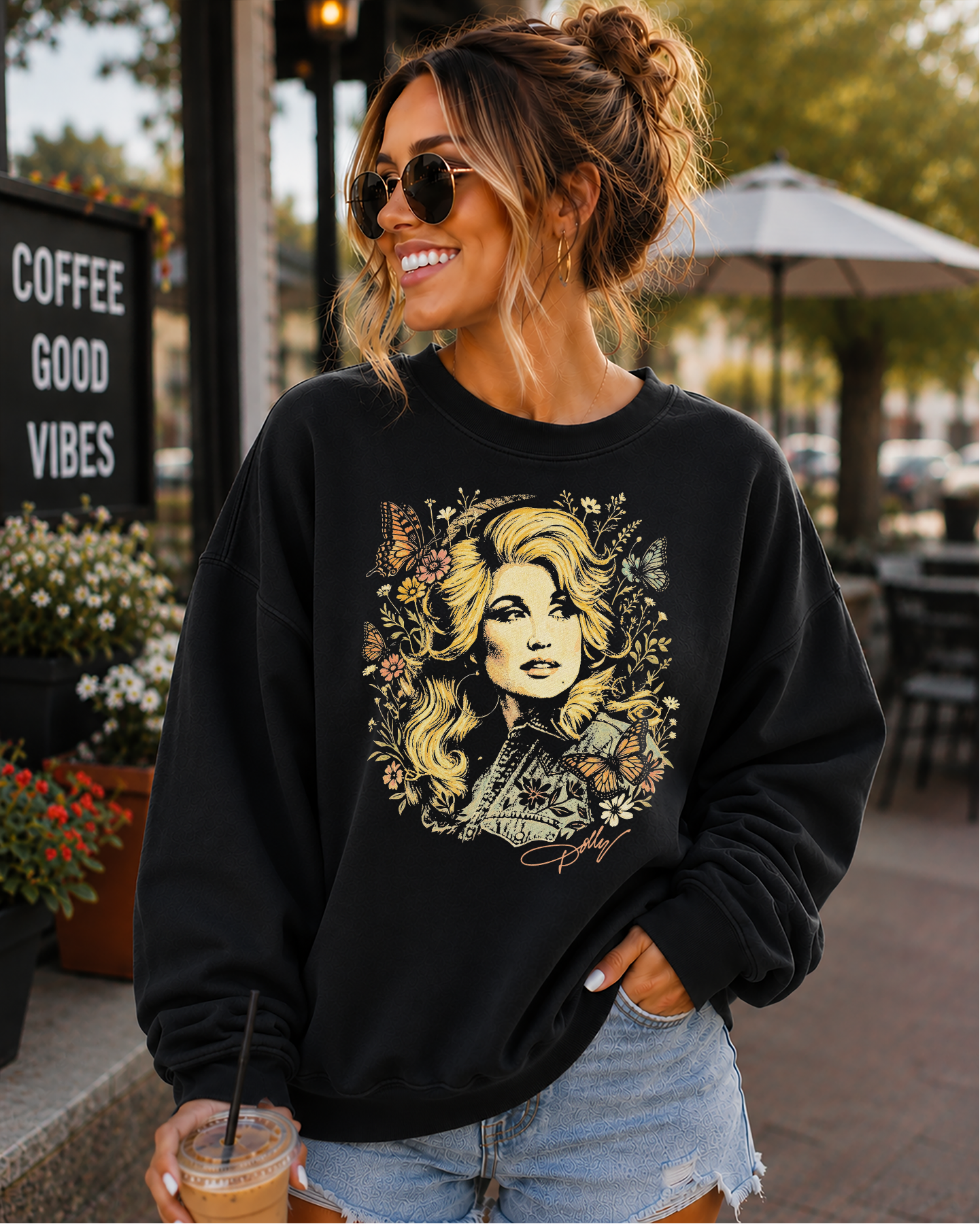 dolly color knock out I go on a black shirt