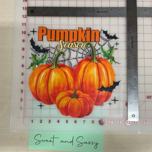 Pumpkin Season with Bats and Spider web DTF Transfer Design