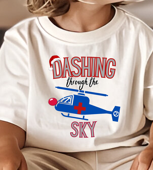 Dashing Through the Sky Helicopter DTF Transfer Design