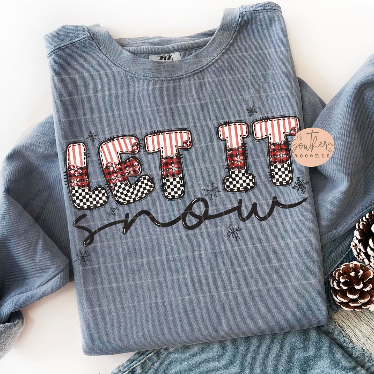 Let it Snow red and black DTF Transfer Design