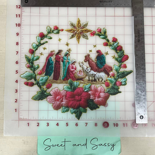 French Knot NATIVITY yarn DTF Transfer Design