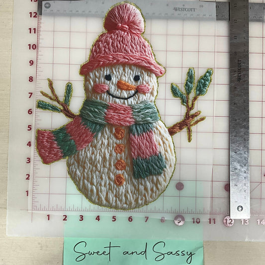 French Knot SNOWMAN yarn DTF Transfer Design