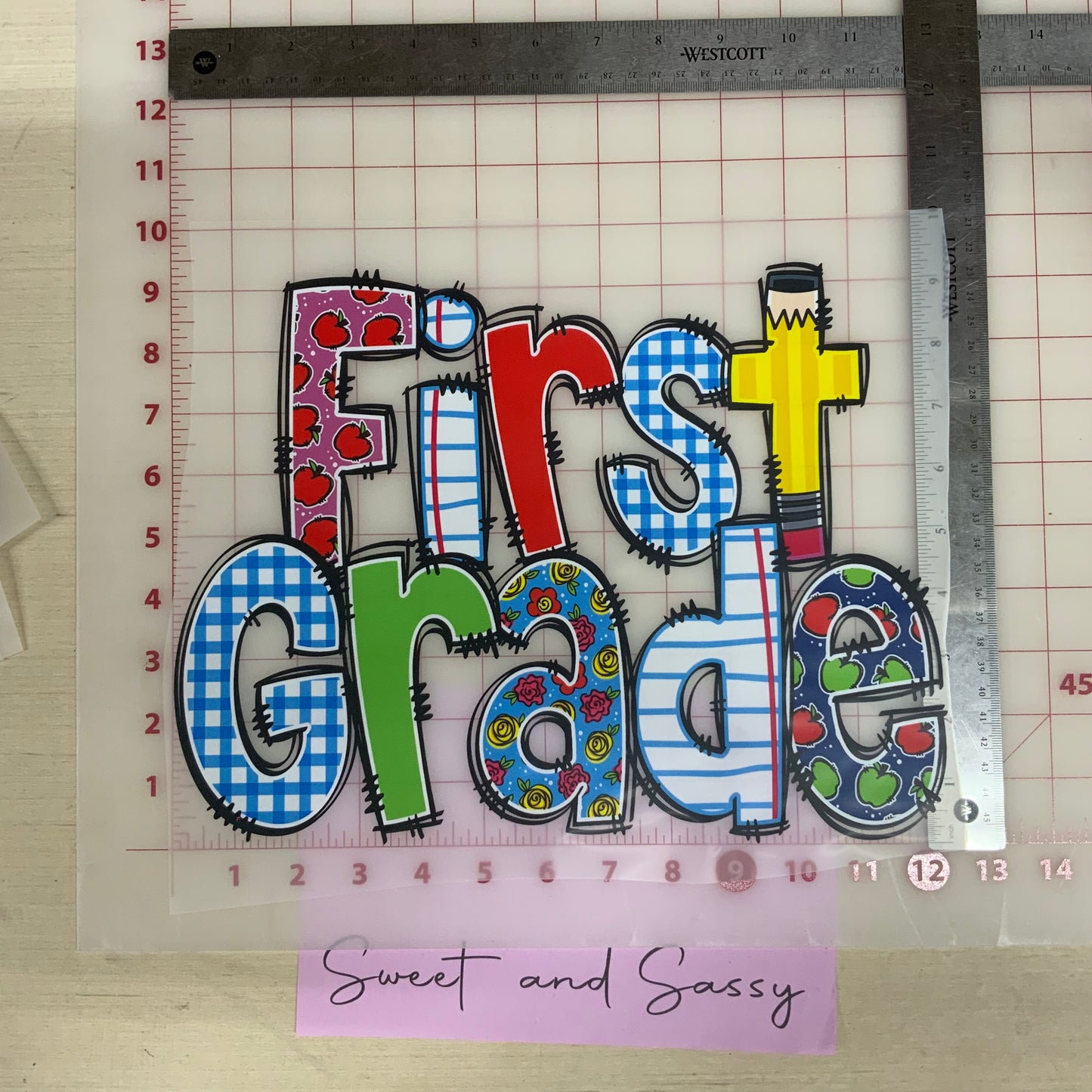 First Grade paper and pencil DTF Transfer Design