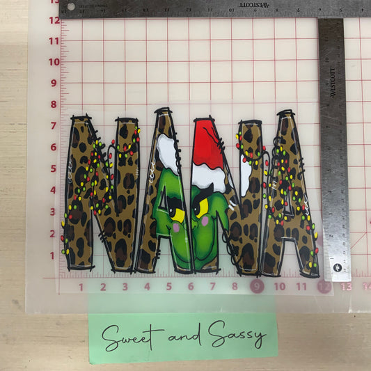 Nana Green Man Font DTF Transfer Design