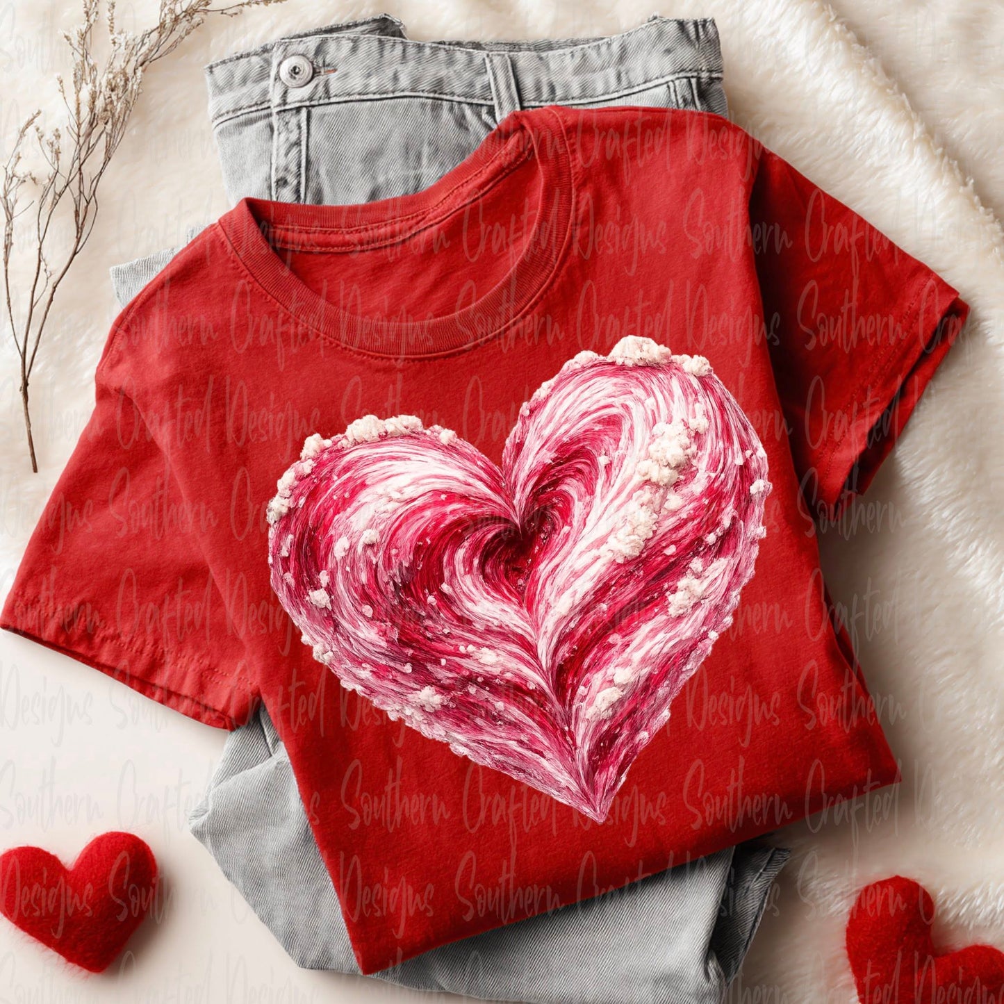 Pink and Red Paint Brushstroke heart DTF Transfer Design