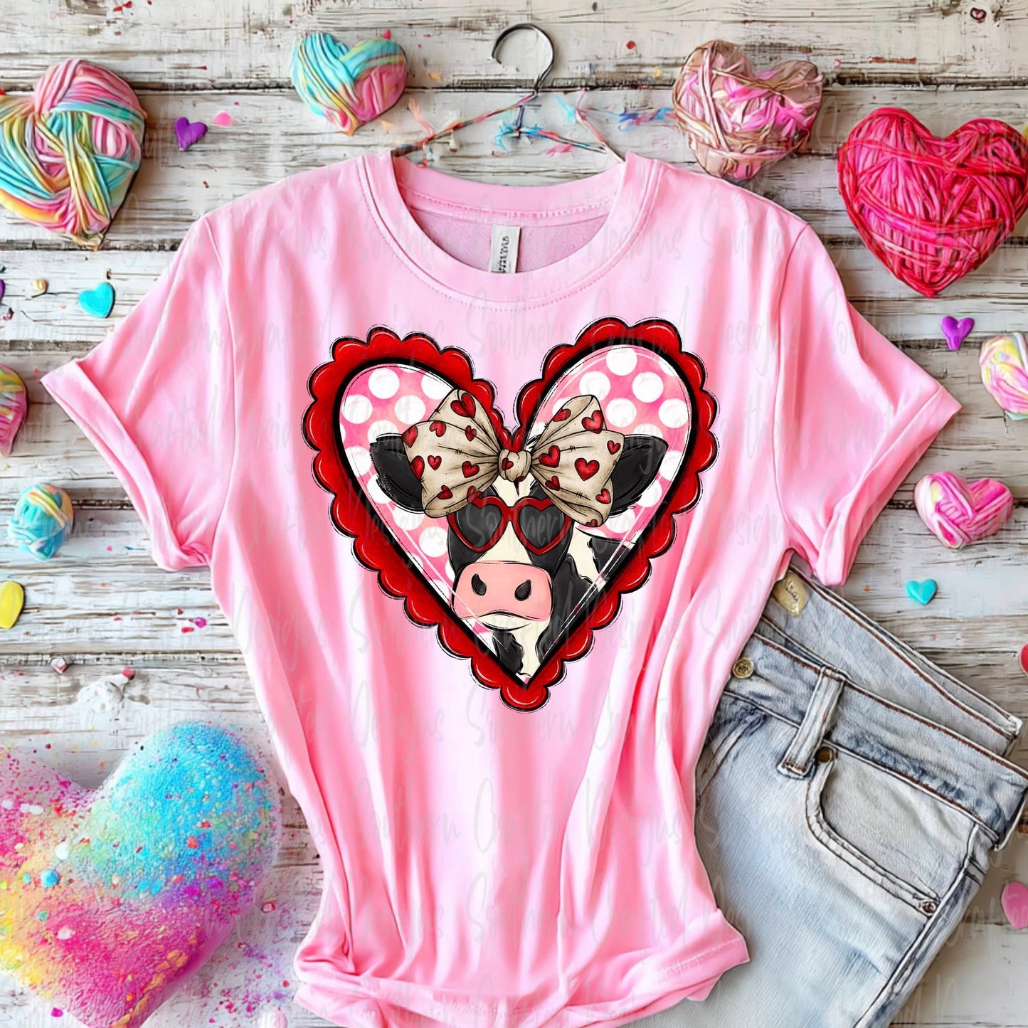 Cow heart polka dots DTF Transfer Design