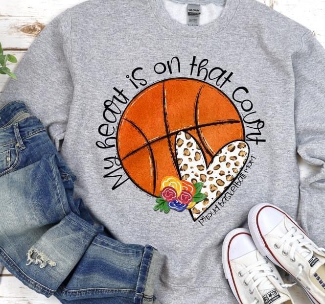 My heart is on that Court, Basketball DTF Transfer Design