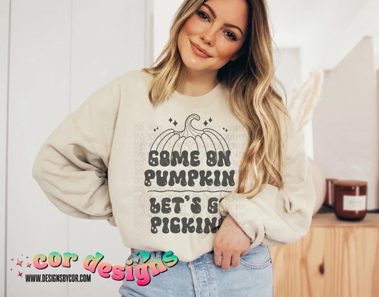 Come On Pumpkin Black DTF Transfer Design