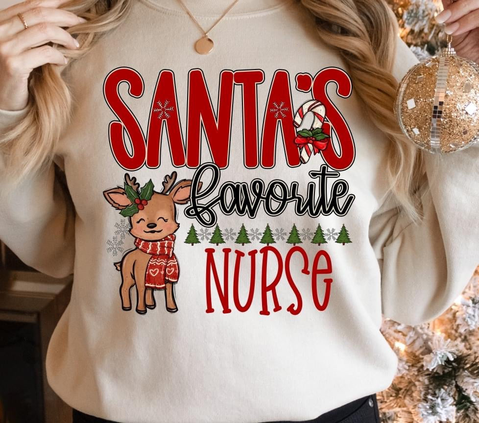 Santas favorite Nurse DTF Transfer Design