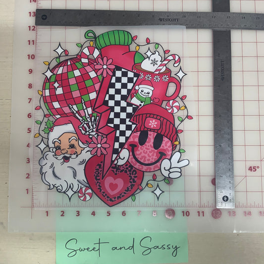 Santa LB pink DTF Transfer Design