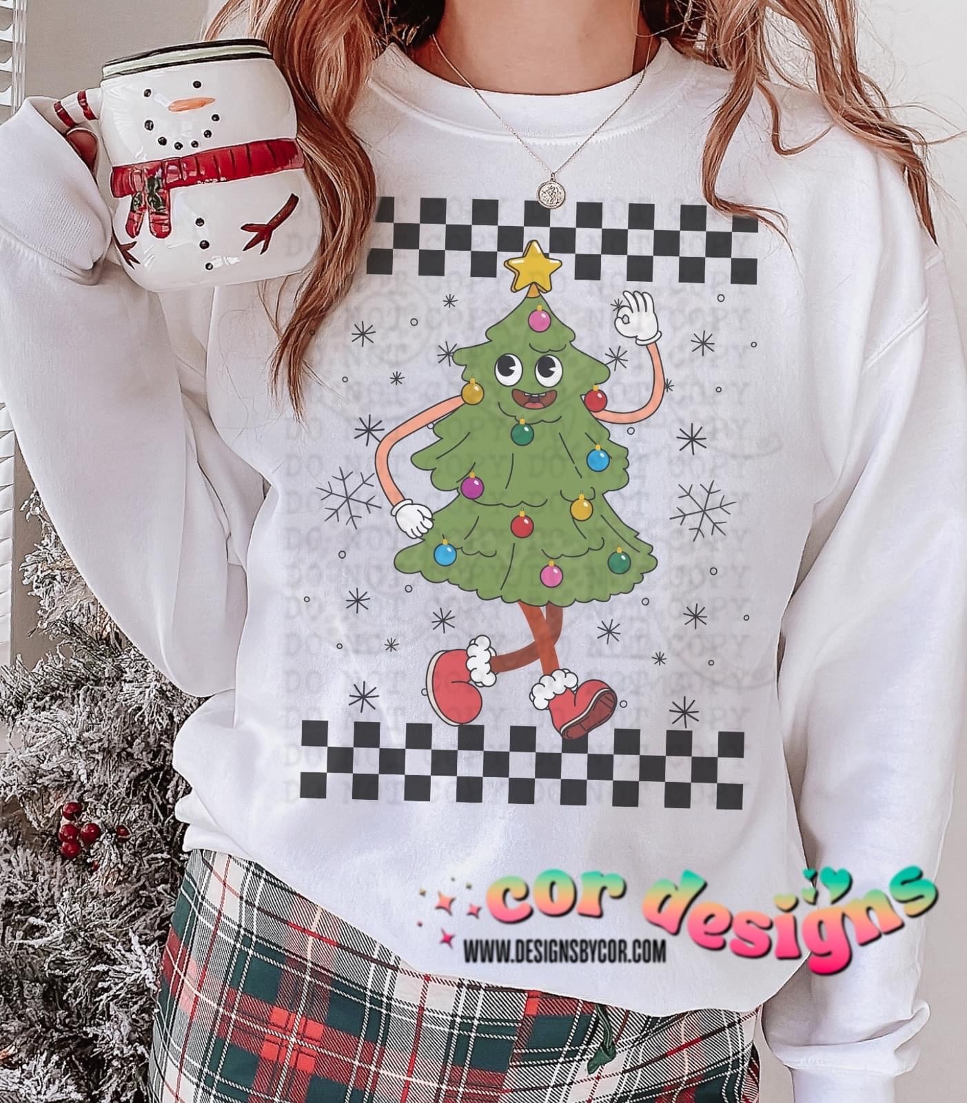 Walking Christmas Tree DTF Transfer Design