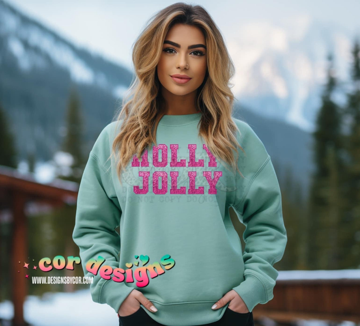 Holly Jolly Glitter DTF Transfer Design