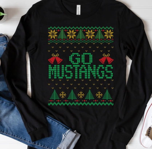 GO Mustangs Christmas DTF Transfer Design