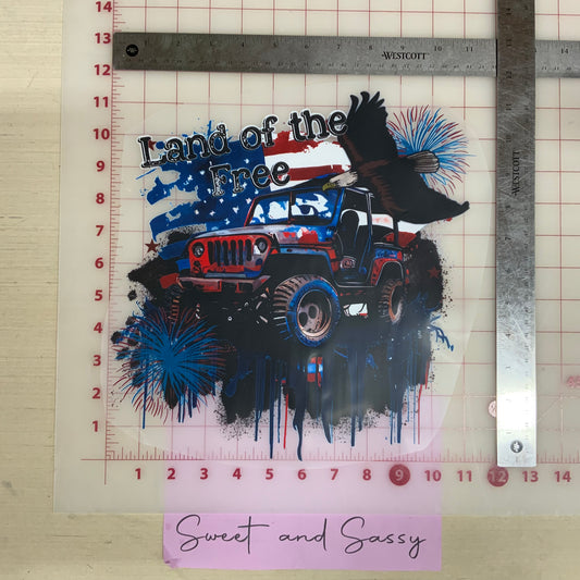 Land of the free jeep DTF Transfer Design