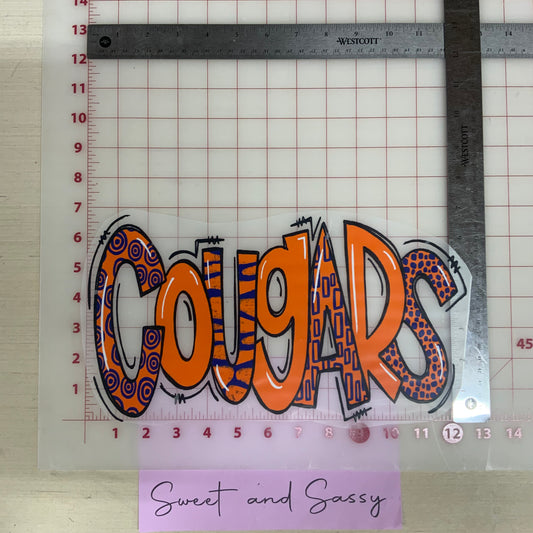Cougars Orange and Blue DTF Transfer