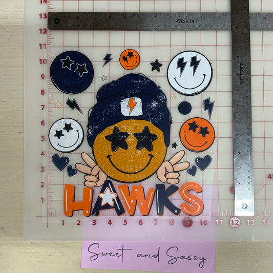 Hawks Peace Smiley DTF Transfer