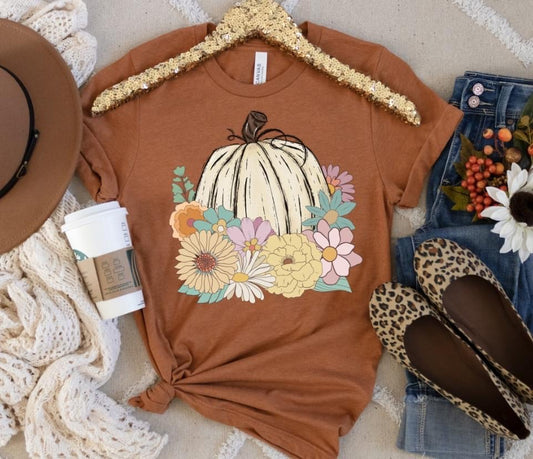 Pumpkin with mums DTF Transfer Design