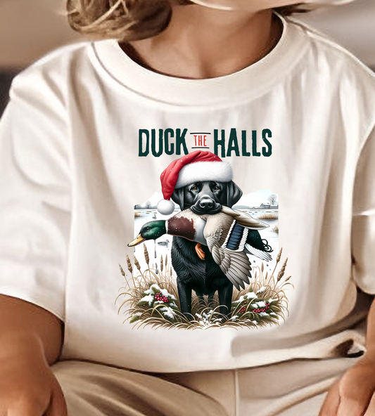Duck the Hall Black Lab Dog DTF Transfer Design