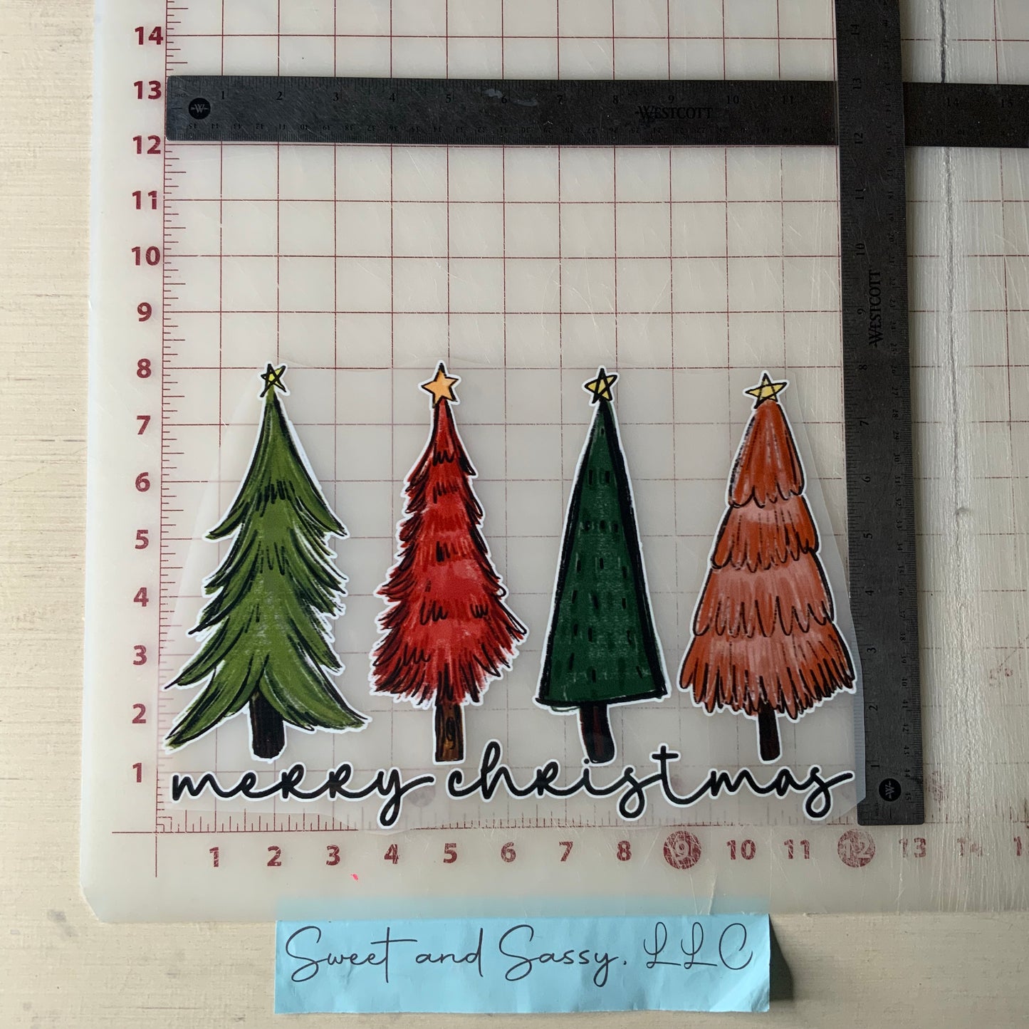 Merry Christmas, skinny trees DTF Transfer Design