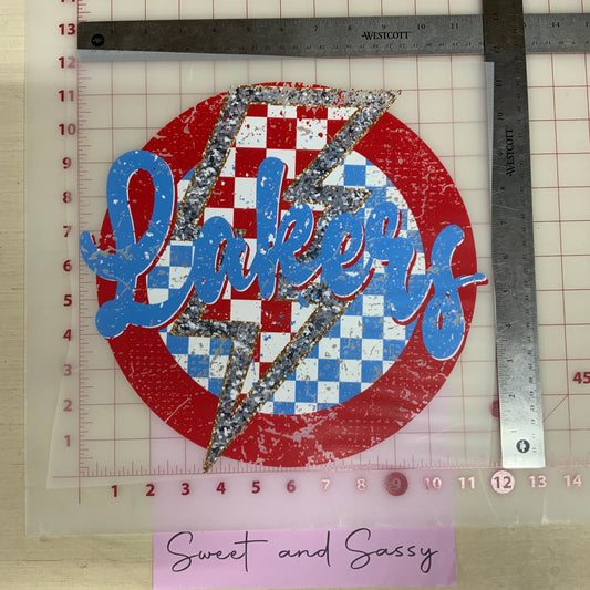 Lakers Checker Lightning bolt DTF Transfer