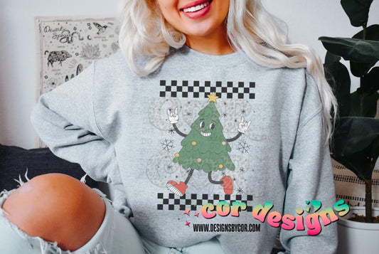 Christmas Tree Checkered DTF Transfer Design
