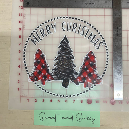 Circle Buffalo Plaid and Leopard Trees DTF Transfer Design