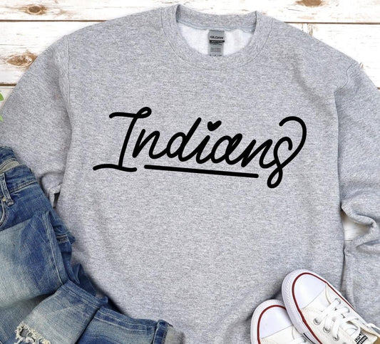 Indians Cursive DTF Transfer Design