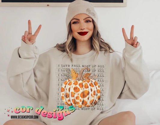 Orange Cow Print Pumpkin DTF Transfer Design