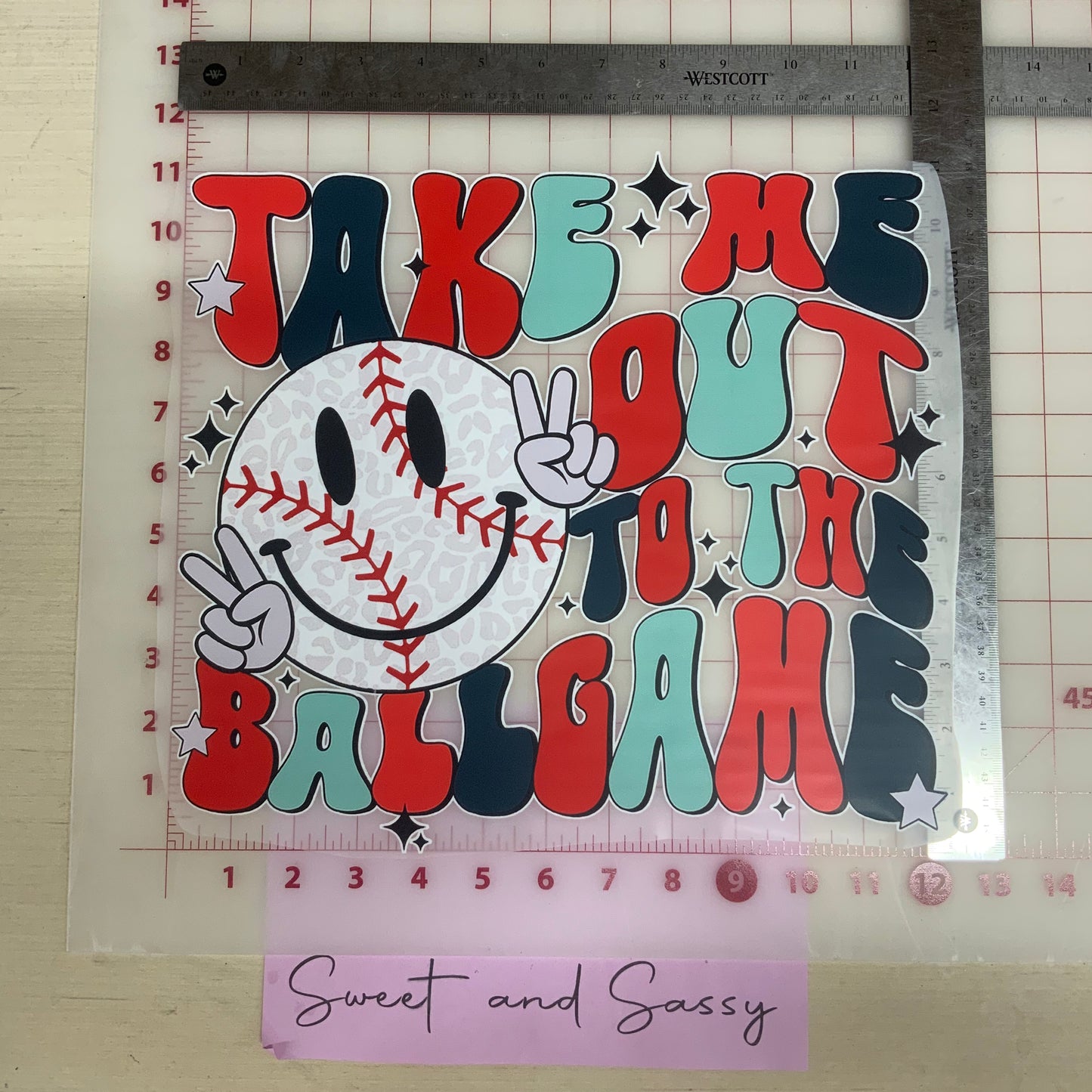Take me out to the ballgame baseball DTF Transfer Design