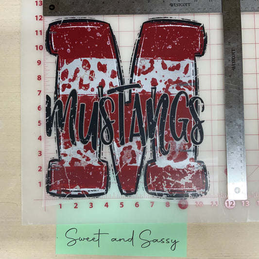 M Mustangs distressed DTF Transfer