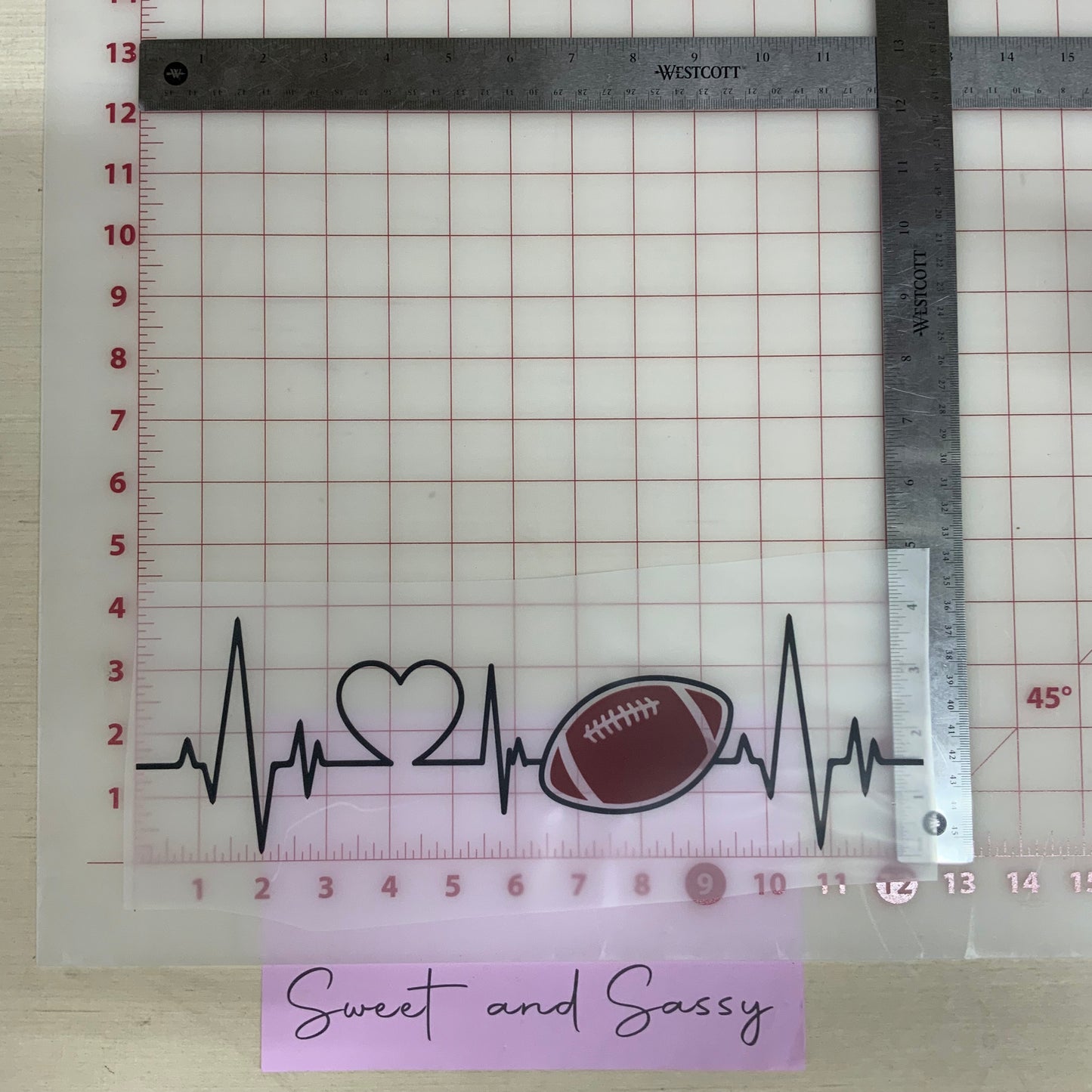 Football Heartbeat DTF Transfer Design