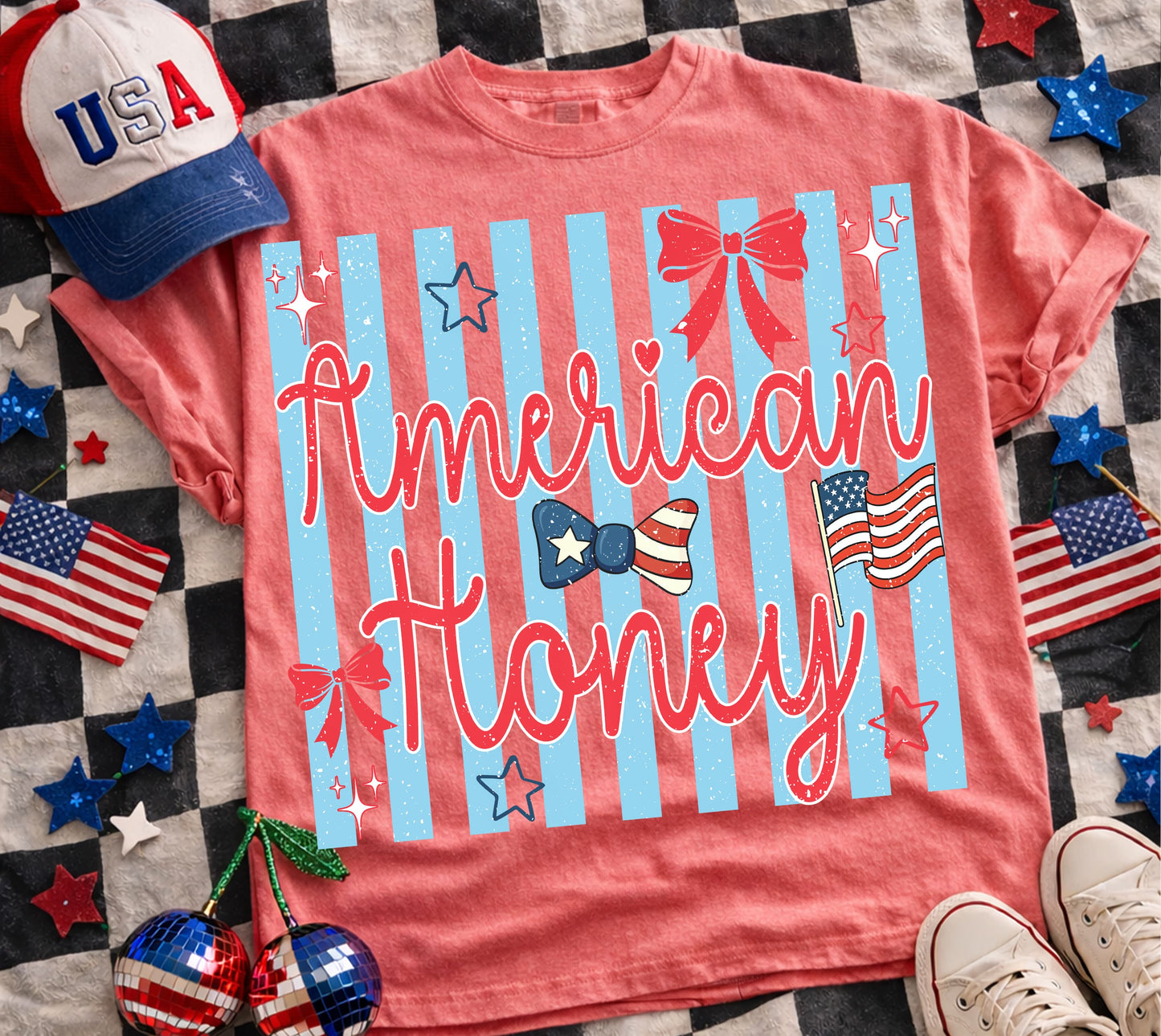 AMERICAN HONEY stripes DTF Transfer design
