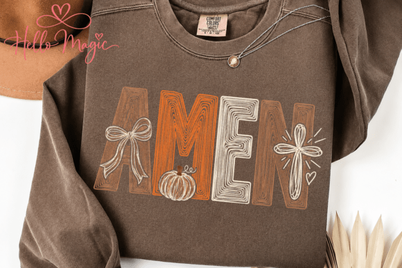 AMEN pumpkin doodle DTF Transfer Design