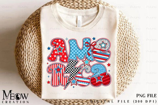 America Retro Coquette word art DTF Transfer Design CF