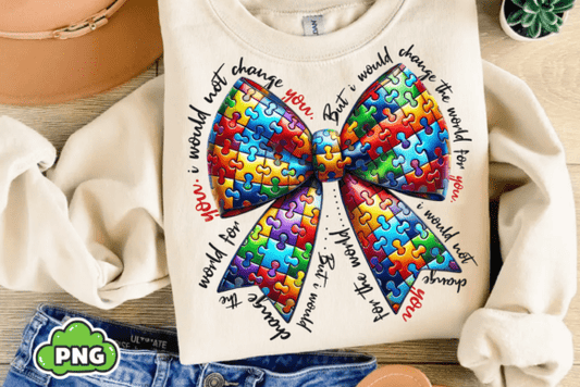 Autism Awareness Coquette Bow DTF Transfer Design CF