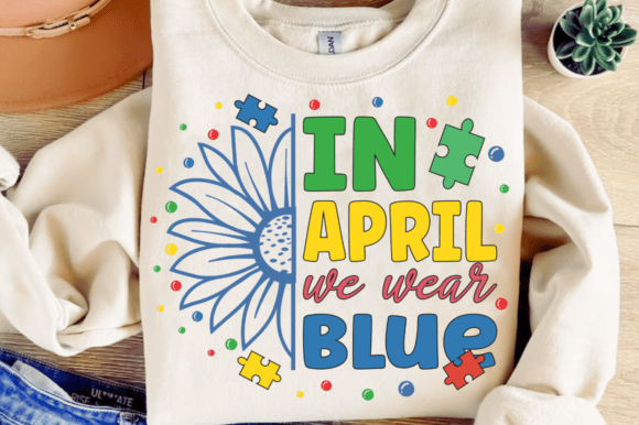 In April we wear Blue DTF Transfer Design