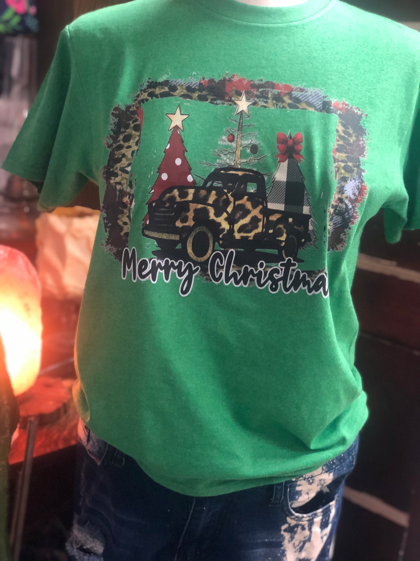 Merry Christmas Leopard Truck DTF Transfer Design