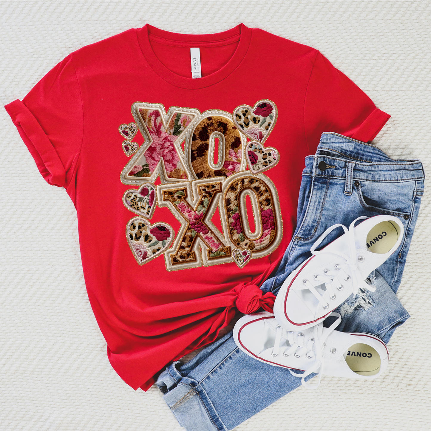 XO XO FAUX APPLIQUE DTF Transfer Design