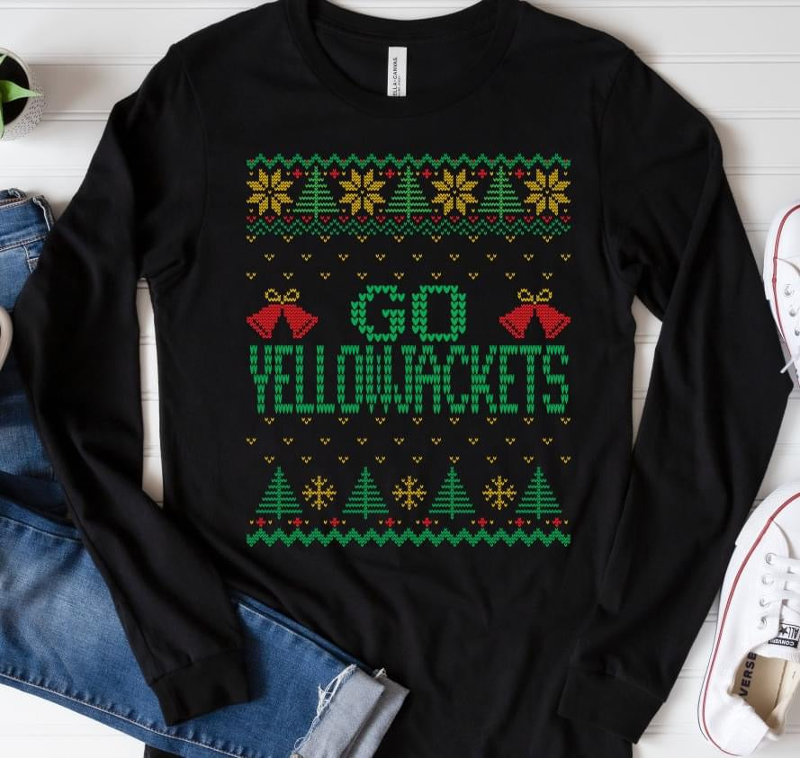 GO Yellowjackets Christmas DTF Transfer Design