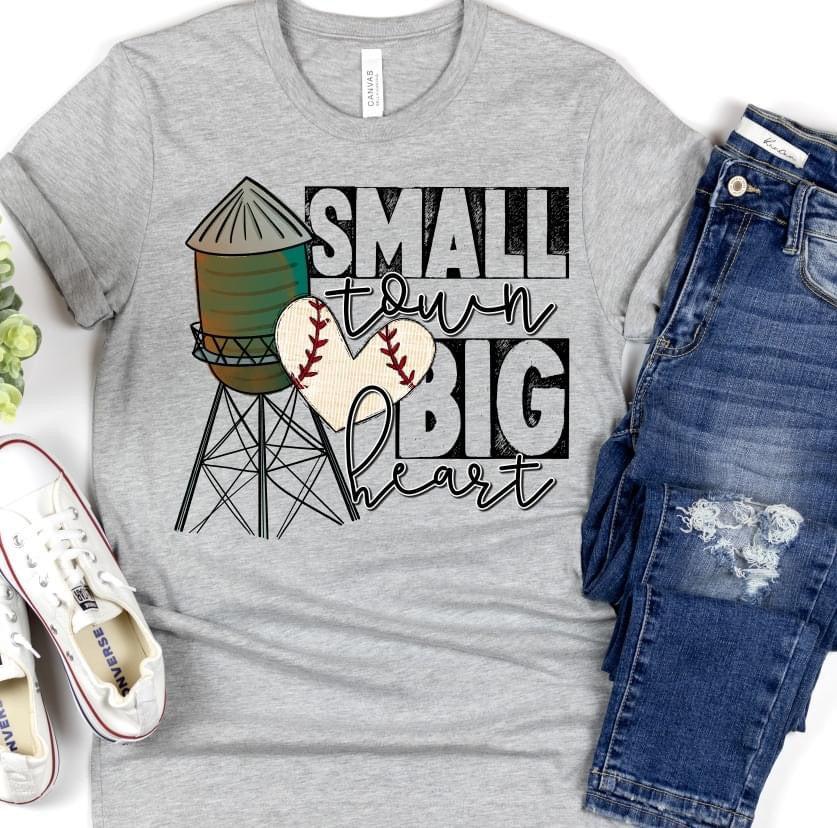 Small town, Big heart, baseball DTF Transfer Design