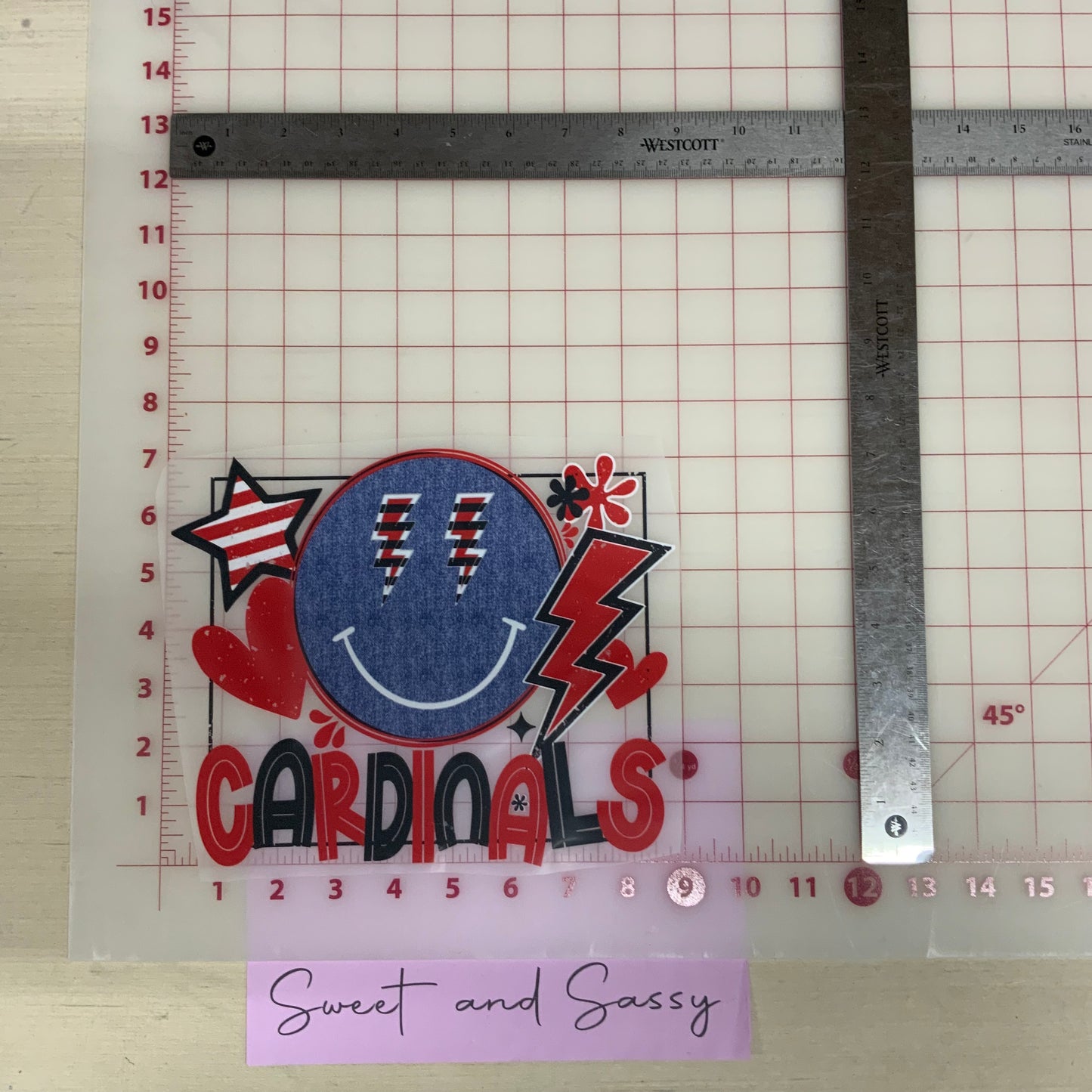 Cardinals Smiley DTF Transfer