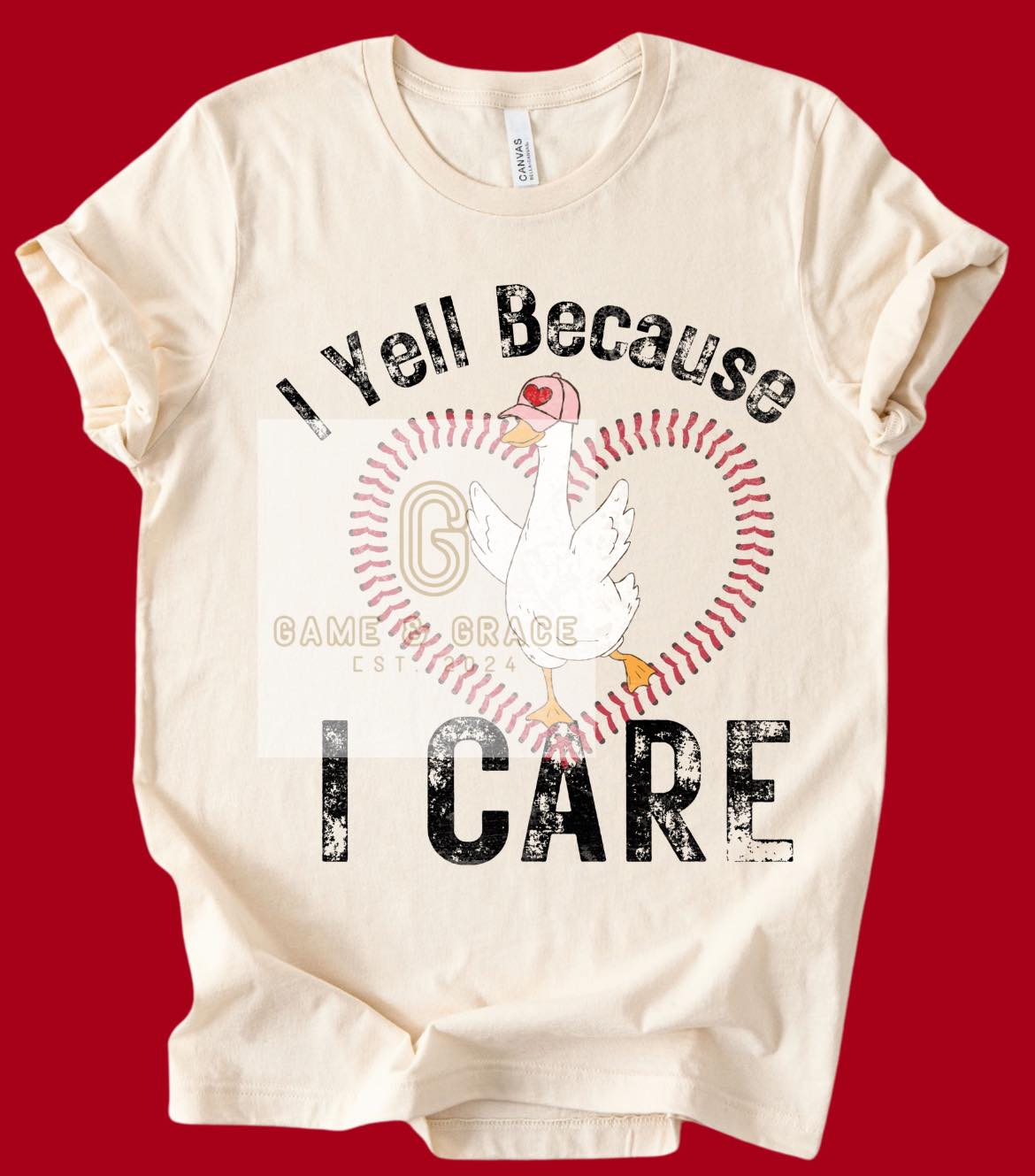 Baseball I Yell Because I Care goose DTF Transfer Design
