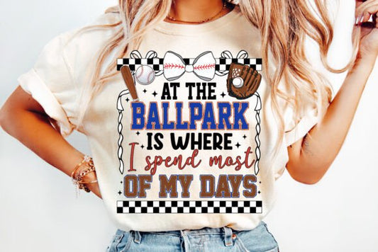 At the Ballpark is where I spend most of my days DTF Transfer Design CF