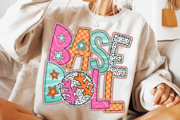 Baseball Doodle Word DTF Transfer Design CF