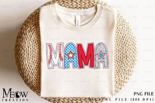 Baseball Mama retro DTF Transfer Design CF