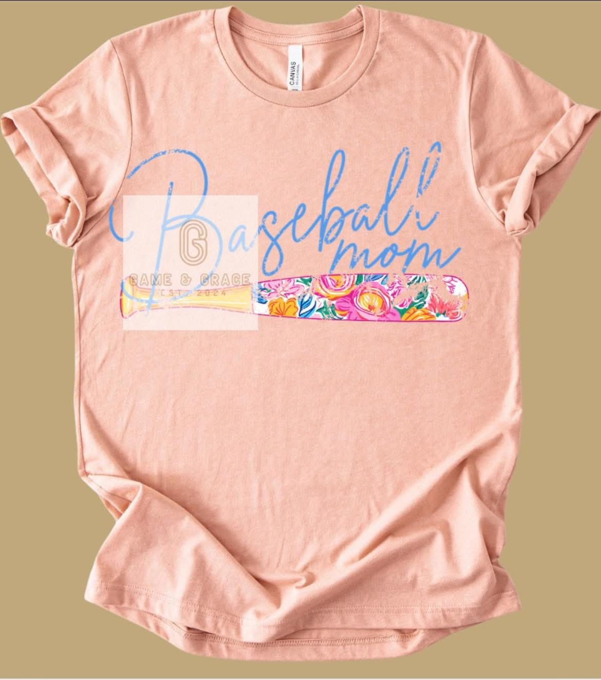 Baseball Mom floral DTF Transfer Design