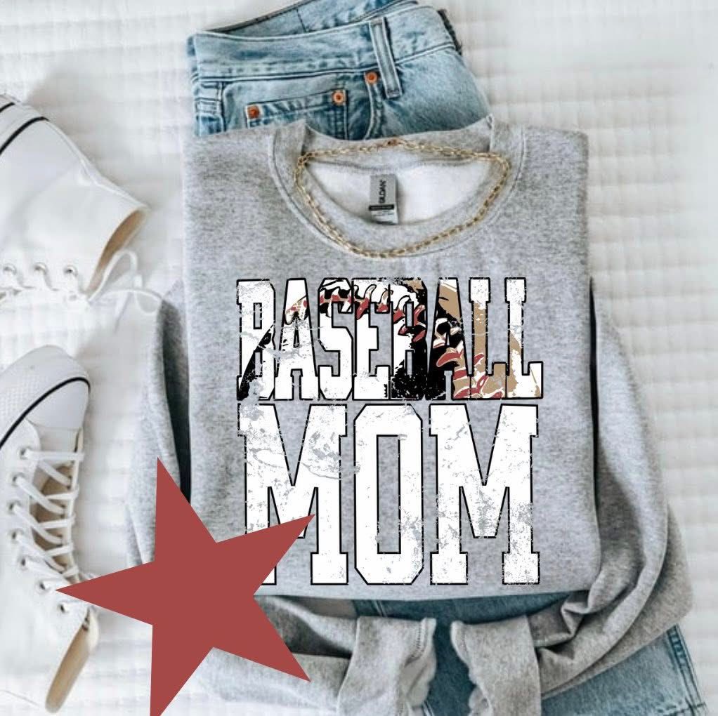 Baseball Mom grunge DTF Transfer Design