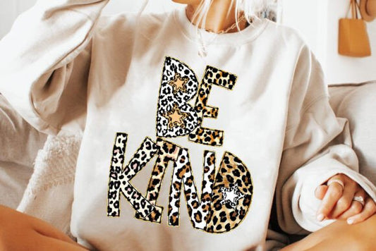 Be Kind leopard print DTF Transfer Design CF