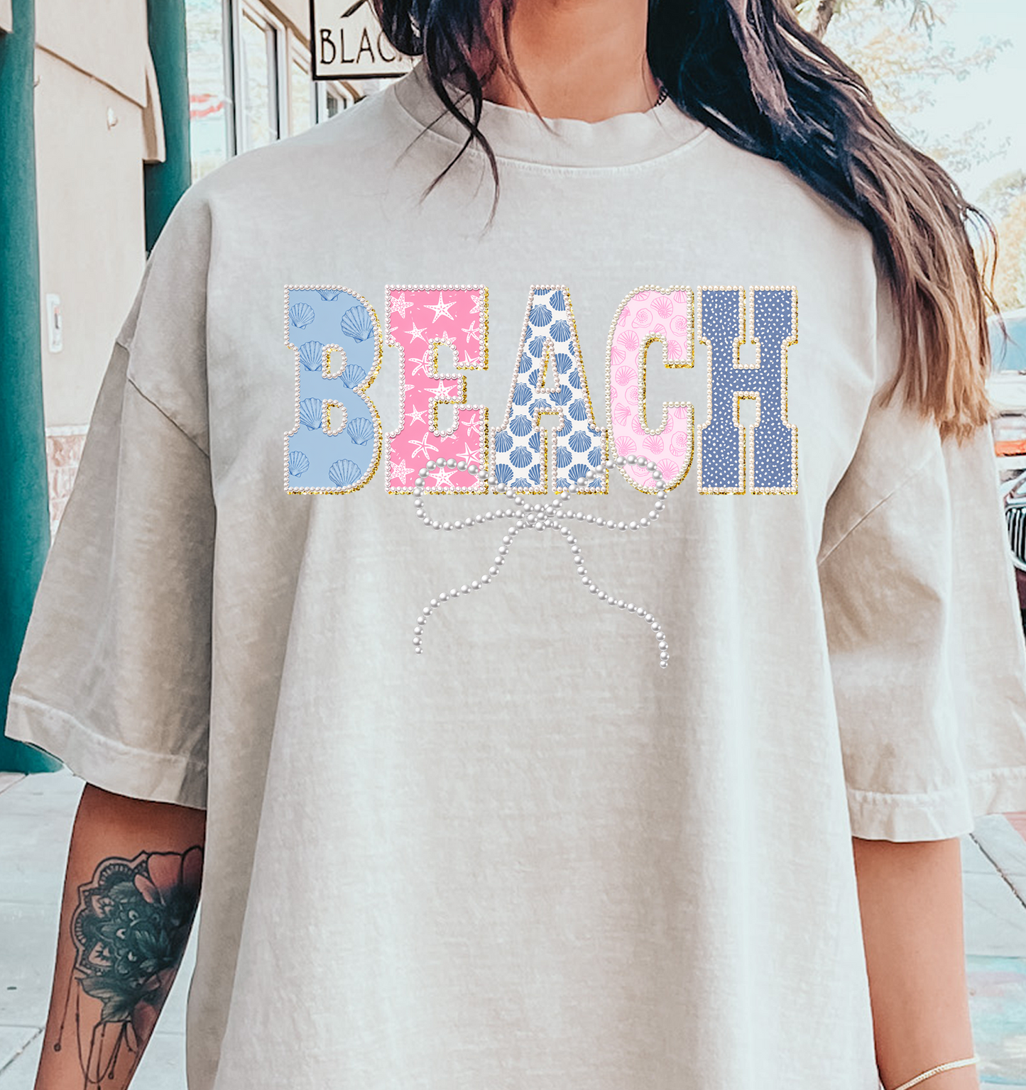 Beach Bow Pearl DTF Transfer Design